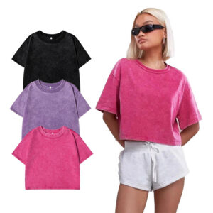 Fashion brand new belly-baring top hot girl outfit loose short sports short-sleeved T-shirt large size T-shirt