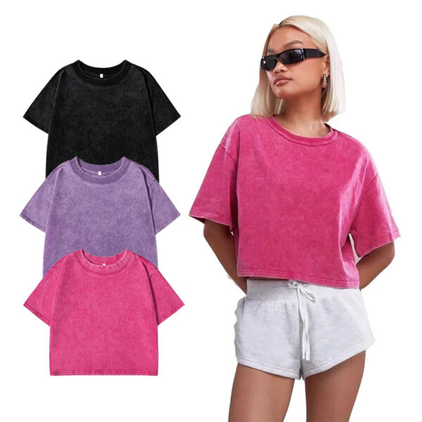 Fashion brand new belly-baring top hot girl outfit loose short sports short-sleeved T-shirt large size T-shirt
