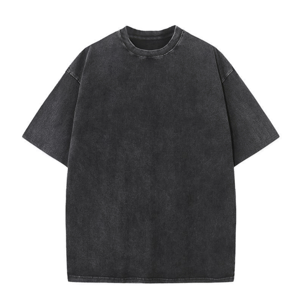 Men's Cotton T-Shirts Oversized Unisex Short Sleeves Casual Loose Wash Solid Basic Tee Tops - 图片 2
