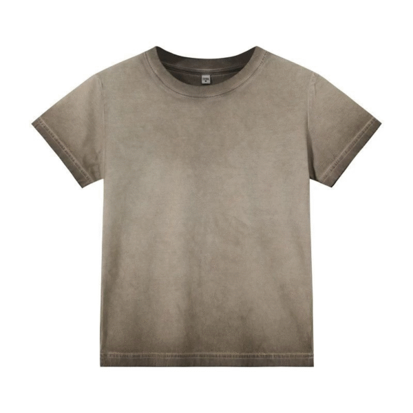 Retro women's two-color gradient pure cotton T-shirt belly button slim fit hot girl round neck short sleeve women's T top - 图片 7