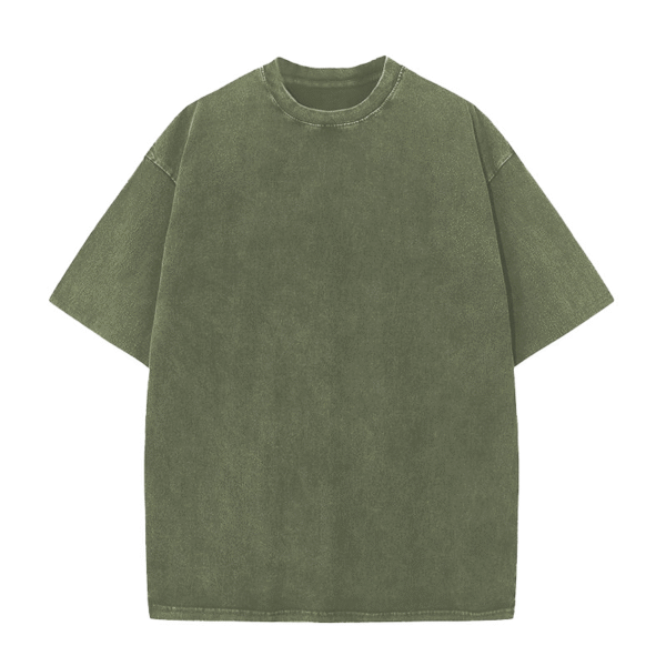 Men's Cotton T-Shirts Oversized Unisex Short Sleeves Casual Loose Wash Solid Basic Tee Tops - 图片 10