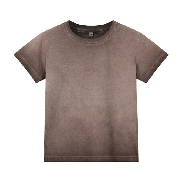 Retro women's two-color gradient pure cotton T-shirt belly button slim fit hot girl round neck short sleeve women's T top - 图片 13