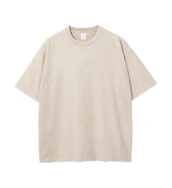 Men's Cotton T-Shirts Oversized Unisex Short Sleeves Casual Loose Wash Solid Basic Tee Tops - 图片 5