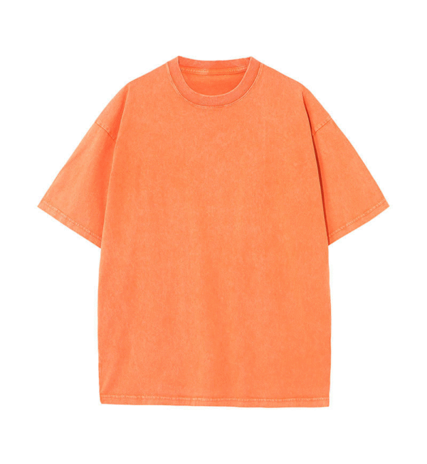 Men's Cotton T-Shirts Oversized Unisex Short Sleeves Casual Loose Wash Solid Basic Tee Tops - 图片 4