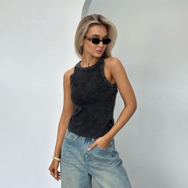 Summer new retro washed old waist slimming camisole for women - 图片 2